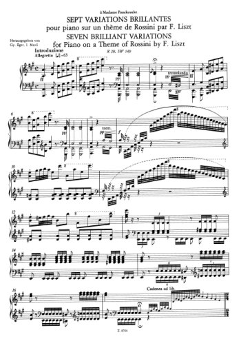 Sept variations brillantes sur un thème de Rossini Partitions gratuites